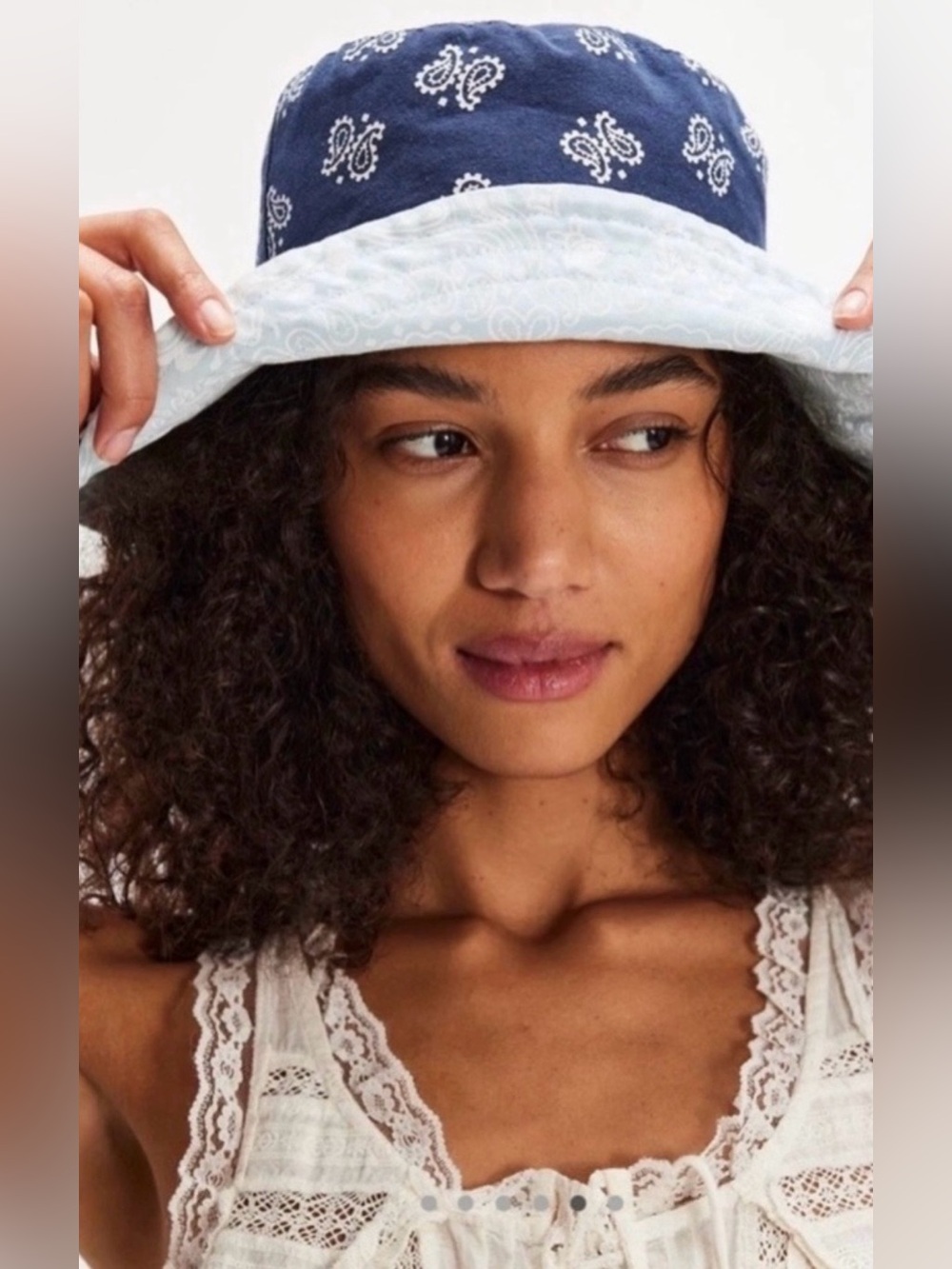 NWT Free People Bandana Bucket Hat in Blue New - Picture 3 of 6